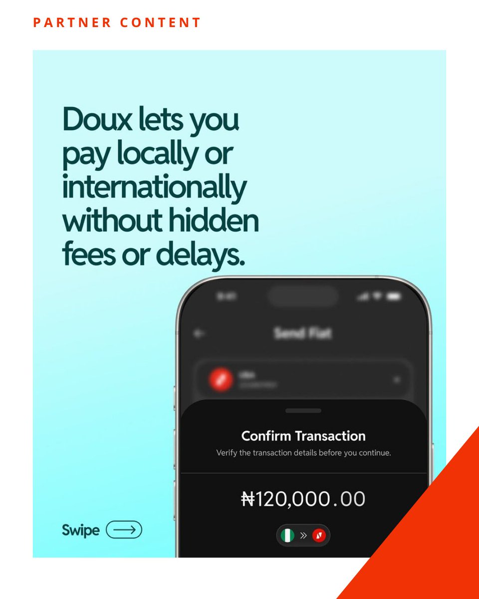 TechCabal's tweet photo. PARTNER : @douxfinance  is simplifying cross-border payments with foreign currency accounts, virtual dollar cards, seamless currency conversion, and fast, reliable and compliant international transfers that feel local, all in one app, for both individuals and businesses.

Ready to simplify the way you manage money across borders? 

Download the app using this link https://t.co/BkFt8eyMiy and get started