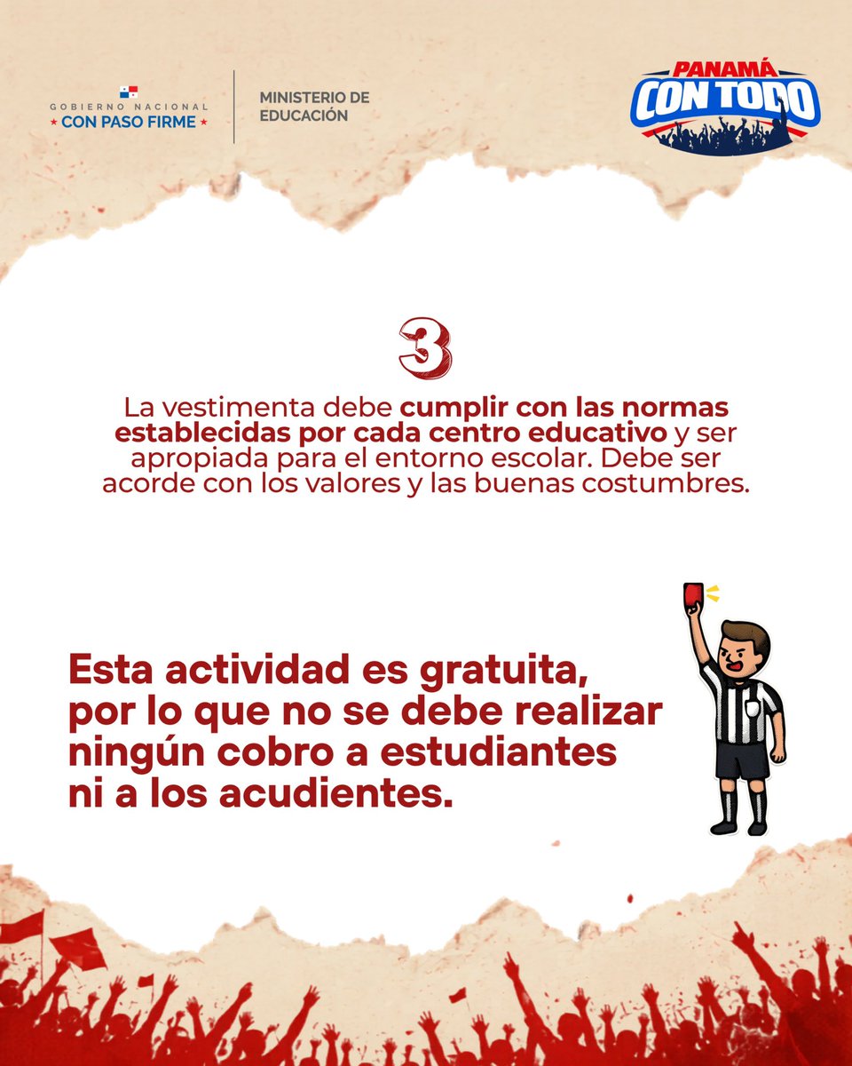 MeducaPma's tweet photo. Panamá se viste de rojo ❤️ 🇵🇦 El Ministerio de Educación invita a los estudiantes a participar este 17 y 23 de junio con suéter rojo o camiseta de la selección. 

Las clases se desarrollarán con regularidad, promoviendo unión, respeto y orgullo nacional. #PanamáConTodo https://t.co/q0gtjqsSci