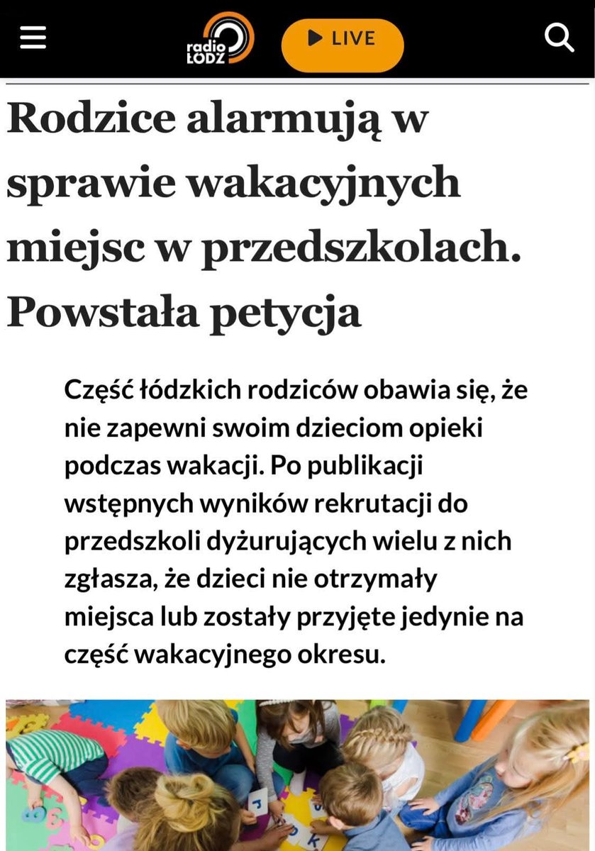 PaulaPoreda's tweet photo. Dzisiejszy artykuł Radio Łódź na temat braku przyjęć na dyżur wakacyjny w łódzkich przedszkolach oraz mojej petycji do prezydent Hanny Zdanowskiej w tej sprawie. Dziękuję za podjęcie tematu 🤝 

Od wczorajszego popołudnia mamy już prawie 300 podpisów!💪🏻 Lecimy dalej, bo czasu bardzo mało. Udostępnij- niech to dotrze do jak największej ilosci poszkodowanych rodziców. Link do artykułu oraz petycji  w komentarzu✍🏻