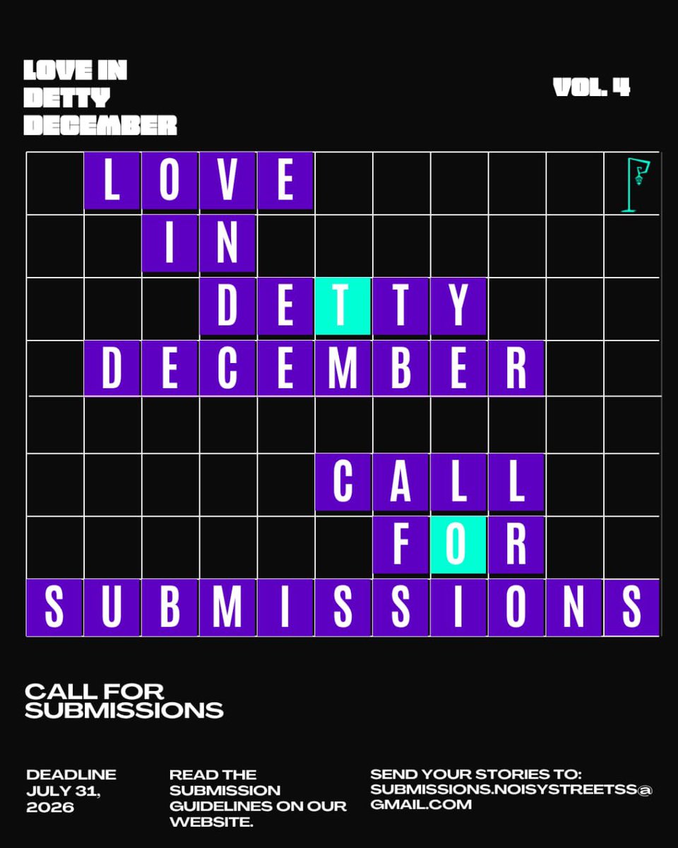 NoisyPublishing's tweet photo. We are excited to announce that submissions are now open for Love in Detty December Vol. 4!

For the fourth edition of Love in Detty December, we invite African writers to share stories about love during the December season.

Check the guidelines here :

https://t.co/YBSMuc4Vpr https://t.co/RJm8AFxVOm