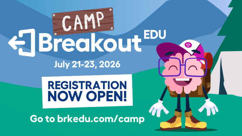 breakoutEDU's tweet photo. 🏕️ Camp Breakout EDU is back! Join us July 21–23 for FREE summer PD: 3 days of expert-led sessions + a front-row look at everything Breakout EDU can do.

Bonus: You could win a Balanced Bundle (includes a digital subscription + hands-on Kit)!

Sign up at https://t.co/9c7WMgKl4b https://t.co/lFUCBbOR13