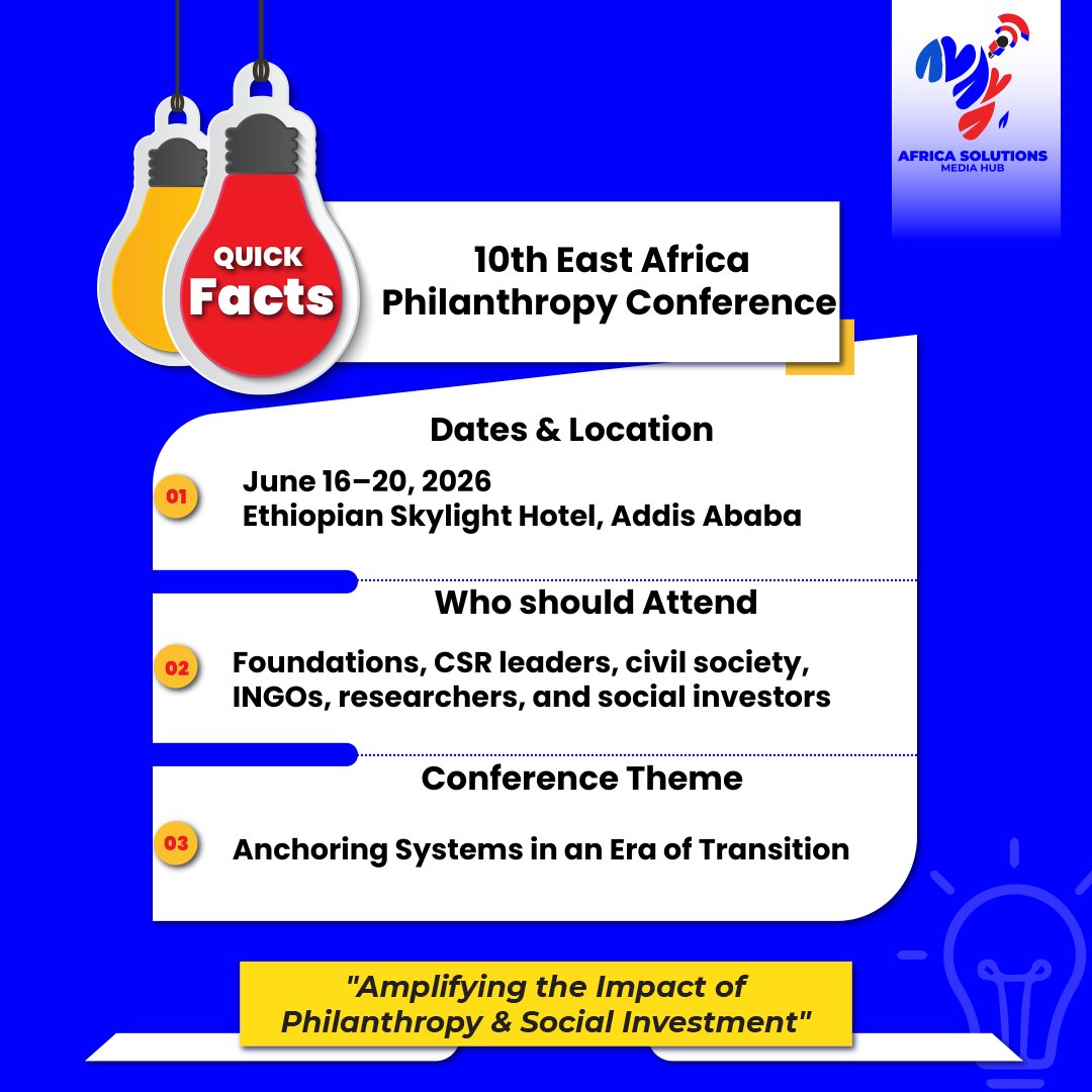 africsolutions's tweet photo. All roads lead to Addis Ababa for the 10th East Africa Philanthropy Conference.
@EAPhilanthropy #EAPC2026 #FutureOfGiving #PhilanthropyInAfrica #PowerShift #InnovationForImpact https://t.co/GAqMdugyNX