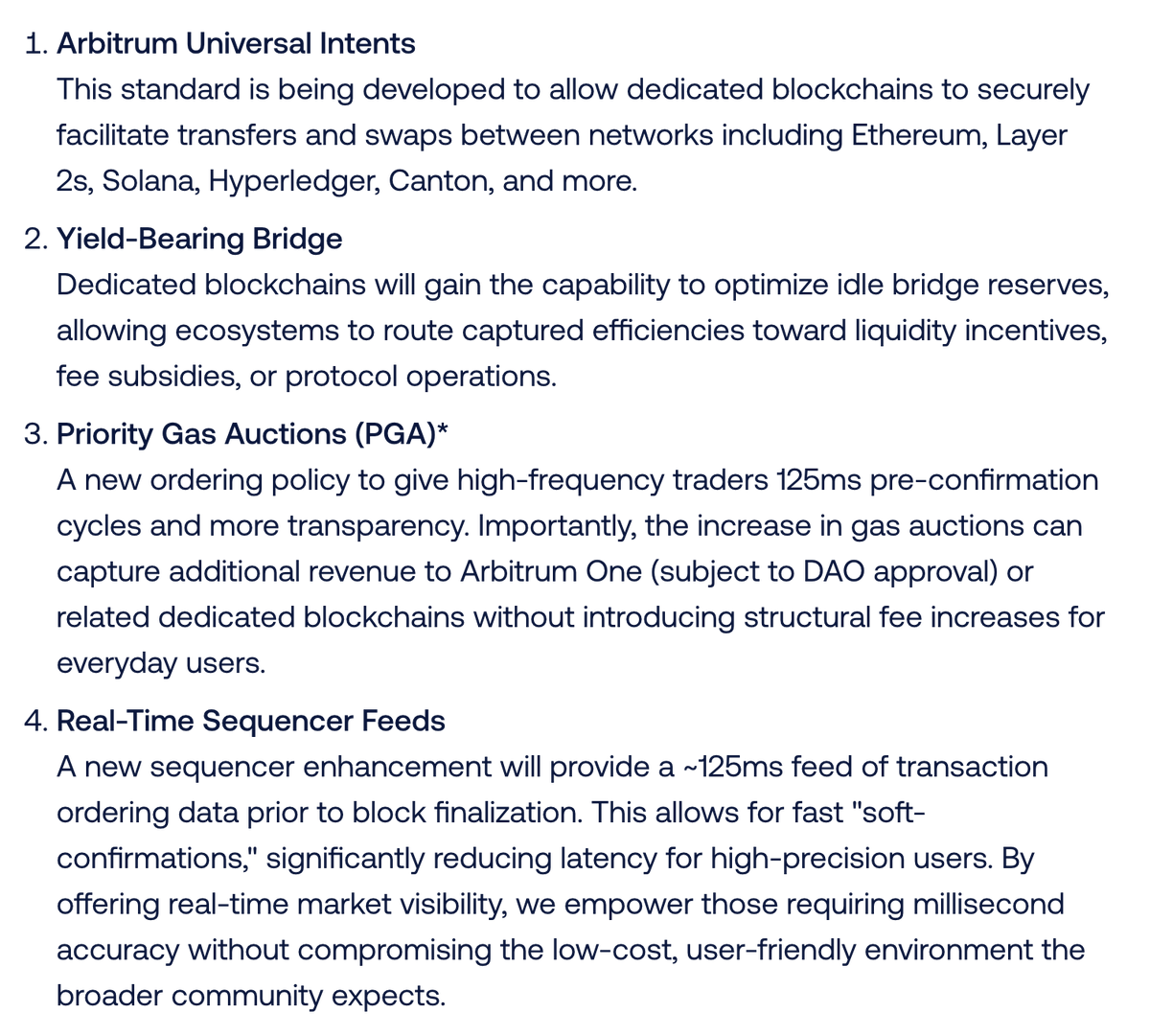 BFreshHB's tweet photo. arbitrum's newest (just released) product priorities will bring it closer to being the global platform for all of finance

just the beginning https://t.co/UK6xH8BI9q