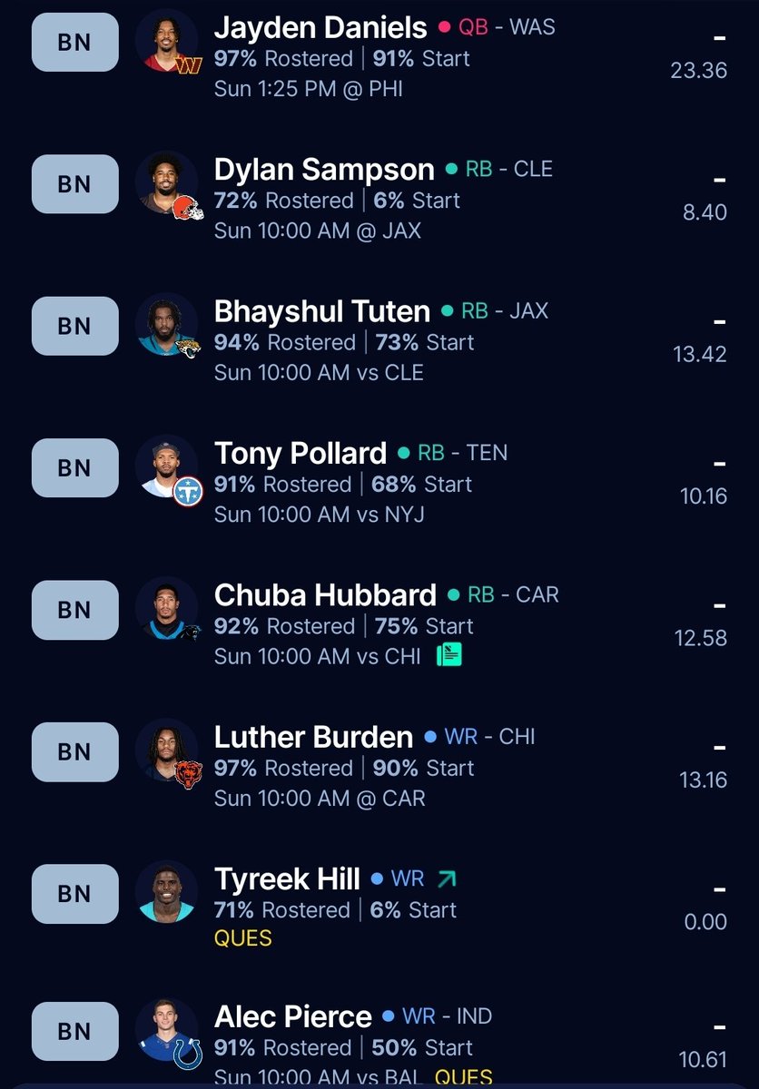 RyanBossplaya's tweet photo. @TheFFBallers @AndyHolloway @JasonMoore @FFHitman , full PPR, start 1 QB, 1TE, 2RB, 2WR, 1Flex.  Which 5 should I keep as my keepers? Thank you https://t.co/69Tnz10yIz