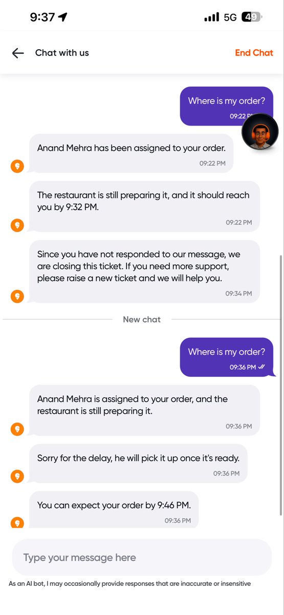 Rohanpathania1's tweet photo. @Swiggy First, I was scammed out of ₹272 yesterday with no proper resolution. Today, my order is delayed by over 30 minutes and the ETA has been increased three times. How much inconvenience are customers expected to tolerate? Seriously considering moving to @zomato. #SwiggyFail https://t.co/sU2HFXoxms