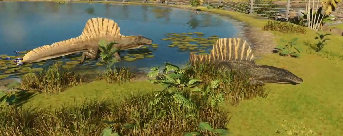 Ravigovindabhat's tweet photo. Our first look at the new Spinosaurs from the Rebirth DLC for #JurassicWorldEvolution3! https://t.co/znJkPdl4EW