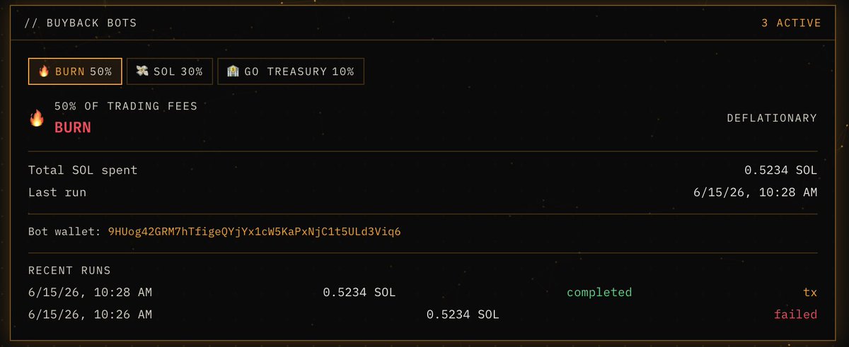 GraduateOracle's tweet photo. First bot crons.  Have some Jupiter bugs to work out, but the first Burn and Distribute are live. https://t.co/C1VY8BOyQA