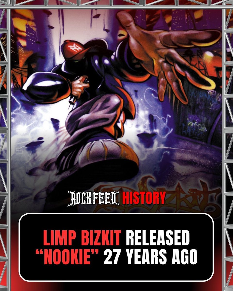 RockFeedNet's tweet photo. On this day in 1999, Limp Bizkit unleashed Nookie, a track that steamrolled rock radio and MTV, becoming one of nu‑metal’s most iconic anthems. https://t.co/QVOiIQJfPC