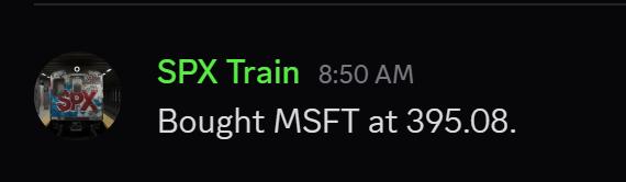 SPXtrain's tweet photo. We entered a new position today in the SPX Train Investment Fund:

$MSFT at 395.08

The fund now stands at 90% cash. We'll be adding more positions as opportunites come in. 

Consider following ✌️

#SPXTrainfund https://t.co/BxM1AOs8S8