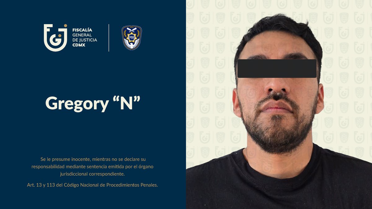 BerthaAlcalde's tweet photo. Con una orden de cateo, agentes de la Policía de Investigación ingresaron al domicilio y detuvieron a Gregory “N”, alias “El Gregory” o “El J”, identificado como objetivo prioritario y probable líder de una célula de “La Unión Tepito” que opera principalmente en la alcaldía Miguel Hidalgo, vinculada a delitos como homicidios, lesiones por disparo de arma de fuego, extorsión y narcomenudeo. 

Durante la diligencia también fueron asegurados dos vehículos de alta gama y diversos indicios que serán incorporados a la investigación.

Esta acción es resultado del trabajo de inteligencia e investigación de la @FiscalíaCDMX para desarticular grupos delictivos que generan violencia en la Ciudad de México.