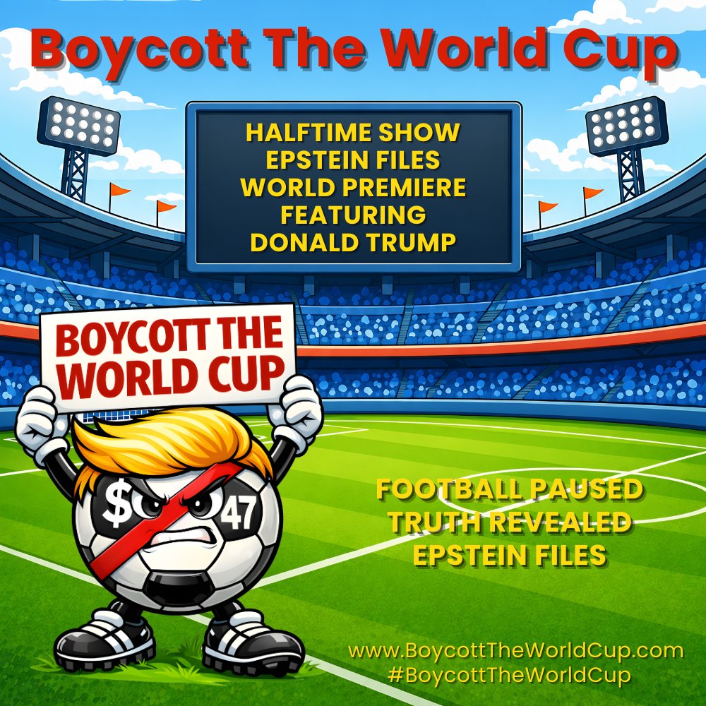 boycottthecup's tweet photo. FIFA World Cup Final Halftime Show ⚽️🚫

✋ Madonna, Shakira, BTS and the Epstein Files featuring Donald Trump

🔗 https://t.co/F4PMwXejkb

#BoycottTheWorldCup #WorldCup #WorldCup2026 #2026WorldCup #FIFAWorldCup #FIFA2026 #FIFA #Trump #DonaldTrump #Epstein #BTS #Shakira #Madonna https://t.co/OHA1L6264o