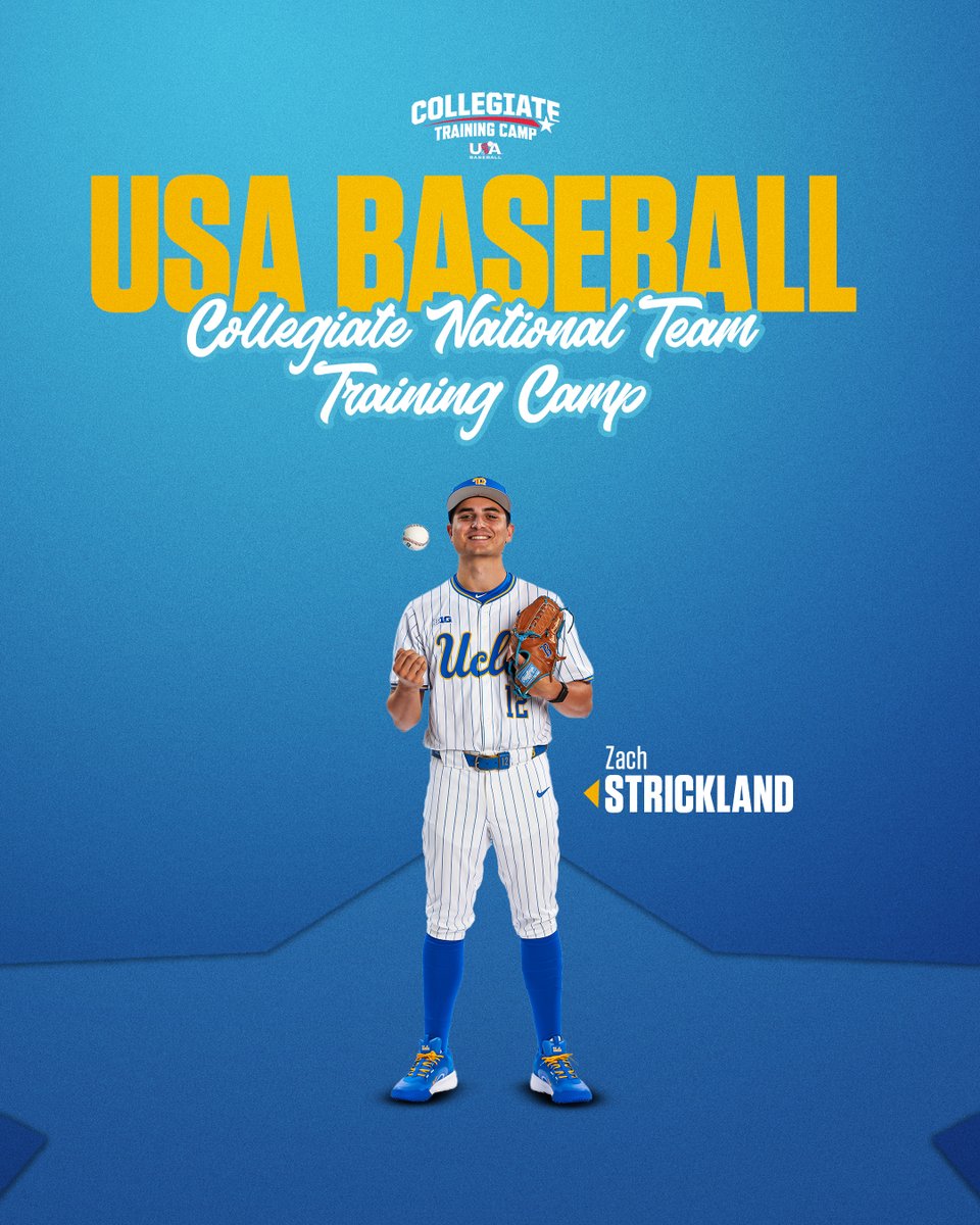 UCLABaseball's tweet photo. Zach Strickland will be spending his summer with the @USABaseballCNT! 🇺🇸

#GoBruins https://t.co/AvZx0TzR3E