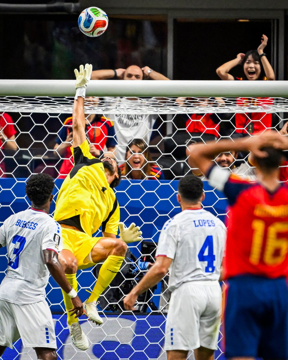 brfootball's tweet photo. Four first-half saves vs. Spain. 

40-year-old Cabo Verde keeper Vozinha working hard for that clean sheet 🧤 https://t.co/vLZkXnHdVN