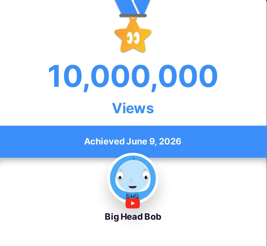 BIGHEADBOB's tweet photo. 10,000,000 views!!! What started as a simple arts and crafts project for my nephew turned into helping us all transform weakness into strength has now reached 10 million views on YouTube.

Thank you to every family member, friend, student, teacher, parent, creator, supporter, and BOB SQUAD member who helped make this possible.
268,000+ subscribers. 10,000,000+ views. 1,000+ classroom visits. NASA collaboratoin. DJing in venues. College internships. Roblox. AND YOU!

https://t.co/3Edq4HNfhS if you haven't see it already

We're just...getting...started.

#BigHeadBob #YouTube #Education #SEL #MentalHealth #CreatorEconomy