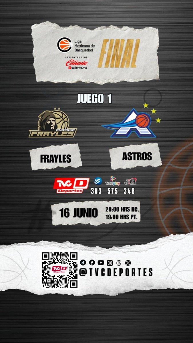 TVCDeportes's tweet photo. GRAN FINAL

No te pierdas los juegos finales de la @cibacopamx con el choque entre:

@fraylesguasave 🆚 @astrosjalisco 

🗓️ 16-Junio
⏰ 20:00 HRS
📺 303 @Megacable 575 @totalplaymx 348 @DishMx 

#CIBACOPA #Astros #Frayles #TVCDeportes https://t.co/HCd58n8ifn