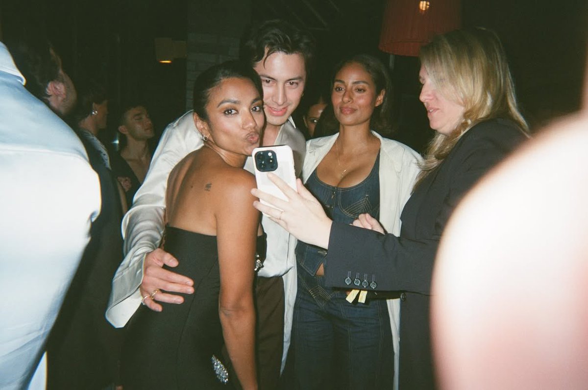 hudsonwonline's tweet photo. Hudson Williams, Nadine Bhabha and Clark Backo at a 2026 Canadian Screen Awards after party 🫂 (via evanjstern) https://t.co/2ncjcuqizd