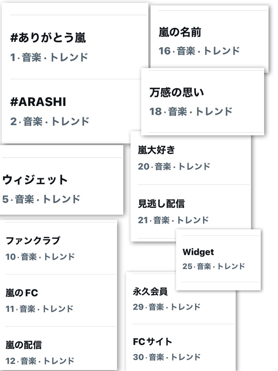 moderuzu2430's tweet photo. こんな夜中にトレンドいっぱい入るのは嵐さんだけだね
こんなに色んな人に愛されてるんだね。こんなに寂しいって思われるアイドルもなかなかいないよね。
それだけ、みんなを幸せにしてきたんだもんね。私もとっても幸せだったよ🥲
嵐さん大好きだよ‥想いがひとつ
 #ありがとう嵐 https://t.co/QydismQtV7