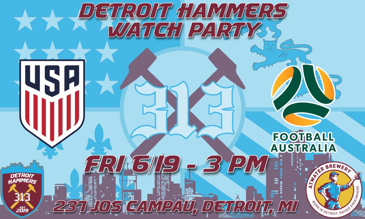 HammersDetroit's tweet photo. Back at it Friday at @atwaterbeer for a USA World Cup Watch Party. #COYI #WestHamUS #USA #USMNT #Worldcup https://t.co/JZg8jrZRKN