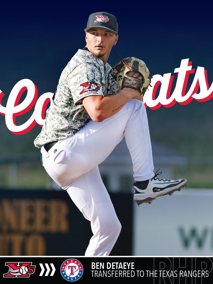 SiouxCityXs's tweet photo. Down South he goes🤠❌

Congrats to Iowa native Ben DeTaeye who is on his way to the Texas Rangers organization!! Fans, front office, teammates, and coaching staff wish you nothing but the best with your time at the Rangers organizations Ben!

#2026Season | #siouxcityexplorers https://t.co/4eKGmjcYlm