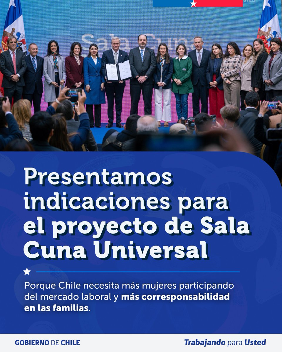 MinMujeryEG's tweet photo. Queremos generar más oportunidades de empleo para las mujeres y mejores condiciones para las familias. Por eso hoy el Presidente José Antonio Kast y ministros Judith Marín, Tomás Rau, María Paz Arzola y José García Ruminot presentaron indicaciones al proyecto #SalaCunaUniversal. https://t.co/nXwh0YeMqY