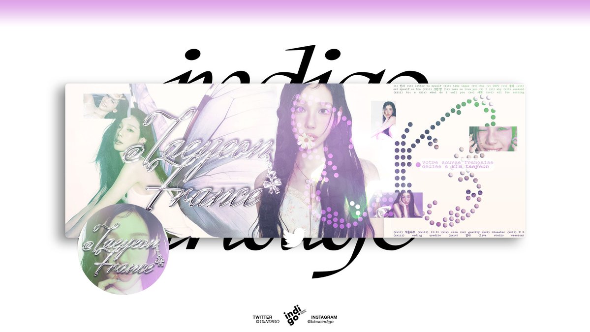 10INDIGO's tweet photo. A l'occasion de la sortie de la compilation "Panorama: The Best of Taeyeon", @TAEYEONFrance renouvelle son identité visuelle ! L'occasion de redécouvrir la sublime voix de Taeyeon 🤭🦋💜

#태연 #TAEYEON #김태연 #Panorama_TheBestofTAEYEON #소녀시대 #GirlsGeneration https://t.co/FjtlQ50Miy