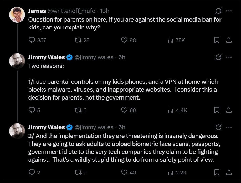windscribecom's tweet photo. Jimmy Wales (@jimmy_wales) - Co-Founder of Wikipedia
It's hard to keep count of just how many smart and talented people have spoken out against the new privacy-ending laws being introduced around the world. 
Alternative solutions don't seem to matter to governments. They're not listening at all. No matter how many layers of "protecting the children" sugarcoating they pile on, we all know what they're really after.
And thanks to Jimmy, I can point you to a Wikipedia page explaining the history of this logical fallacy. https://t.co/0hp3ywPNeE