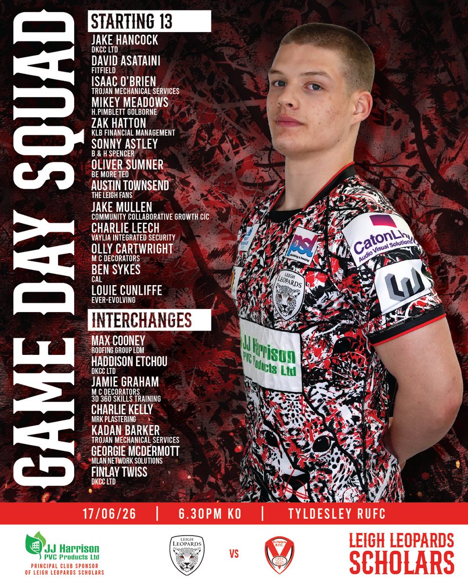 Tydesley Rufc 🐆 𝗦𝗖𝗛𝗢𝗟𝗔𝗥𝗦𝗛𝗜𝗣 𝗟𝗜𝗡𝗘 𝗨𝗣 The Scholarship squad for tonight's game where ...