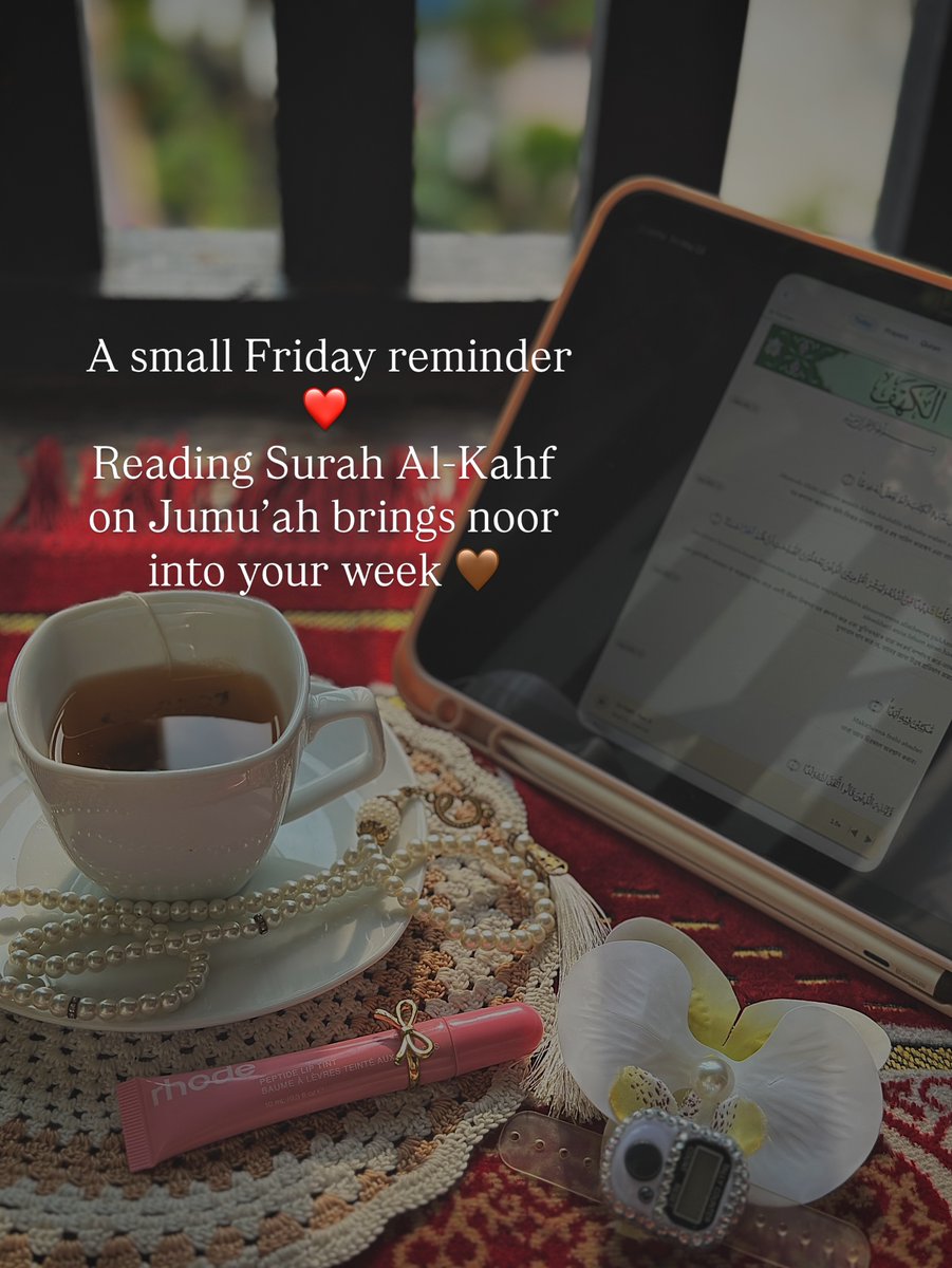 ssmikephx's tweet photo. Friday serenity: tea in hand, Surah Kahf in my heart, and a du’a for a soul at eternal peace. ☕🤍 https://t.co/ymfdCnnafa