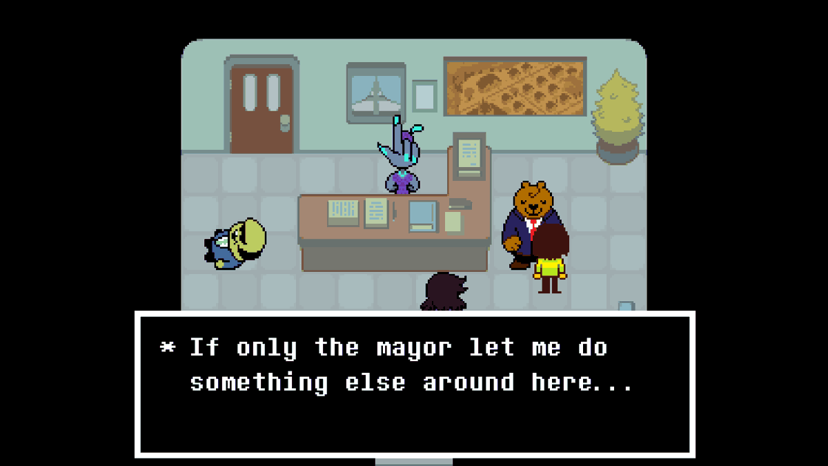 deltarotted's tweet photo. deltarune theory: this sweet little politics bear gets to be mayor fuck carol https://t.co/zQJSyQIPcd