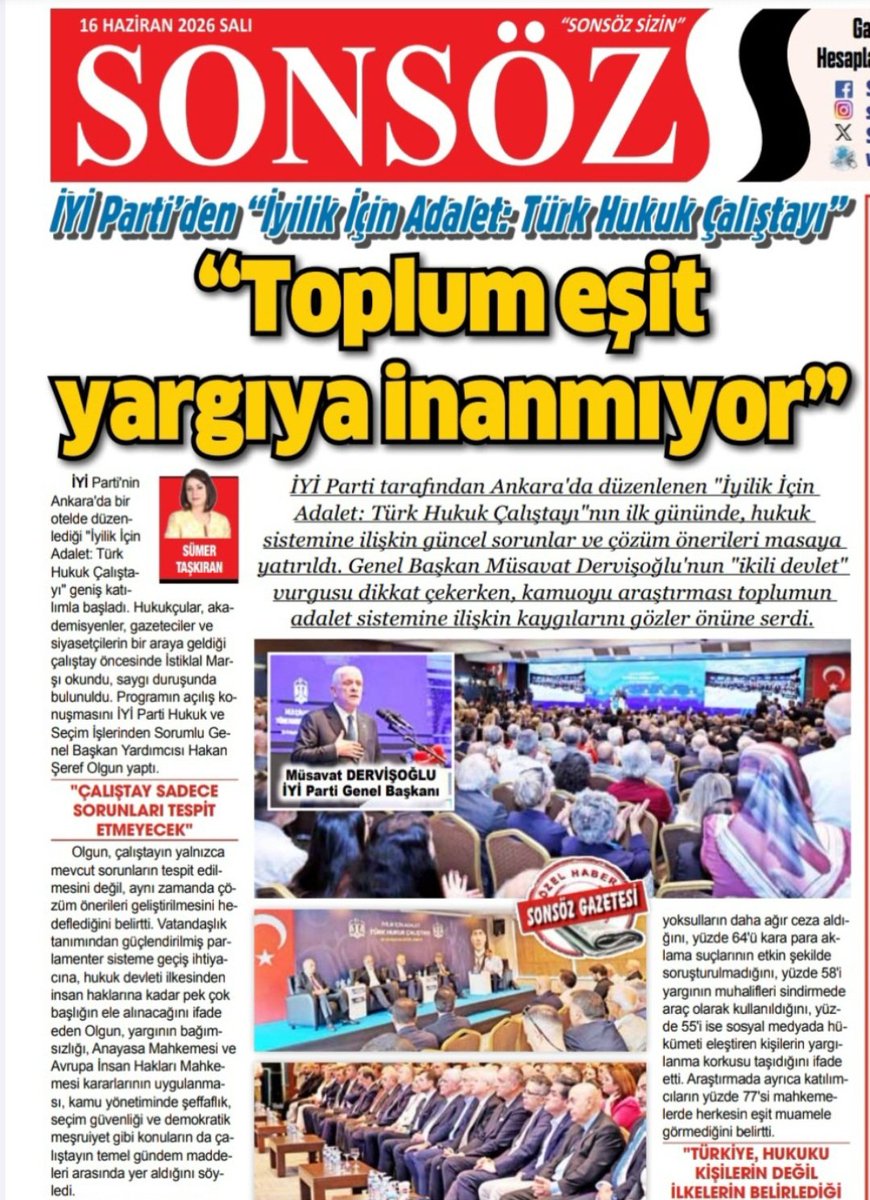 ran_sumer's tweet photo. Hukuka olan inancın zedelendiği bir dönemde,Türk Hukuk Çalıştayı'nda bulunmak benim için yalnızca bir haberi takip etmek değil,tarihe not düşmekti. Çünkü adalet yoksa güven de,huzur da,gelecek de yok olmaya mahkûmdur. Gazetecilik ise toplumun vicdanına ayna tutma sorumluluğudur. https://t.co/U2Z4NX4fF1