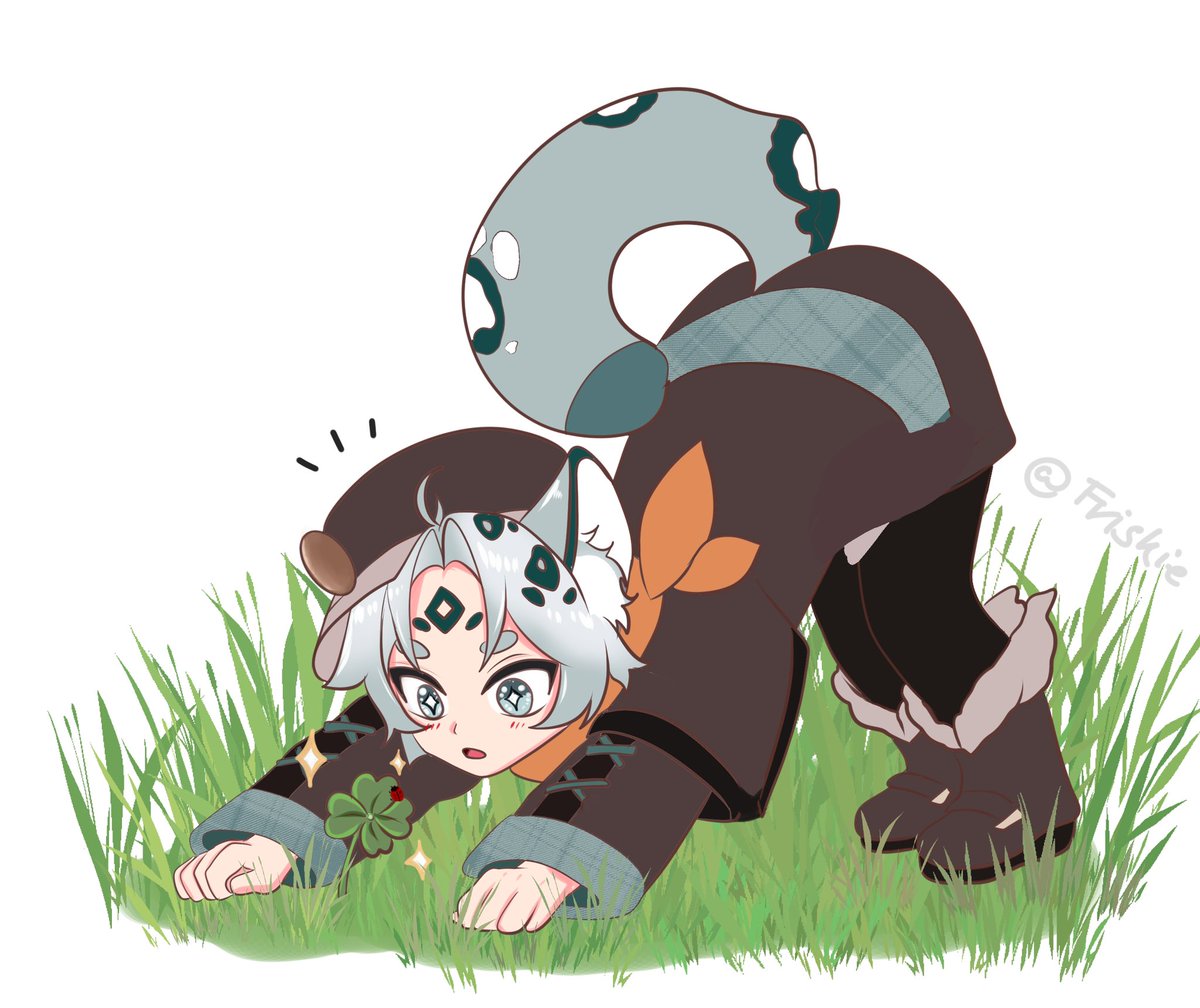 SerxnVT's tweet photo. Wollie finding a perfect clover in the wild! 

Gift by @friskie_art 🩵 https://t.co/Quy90qA63n