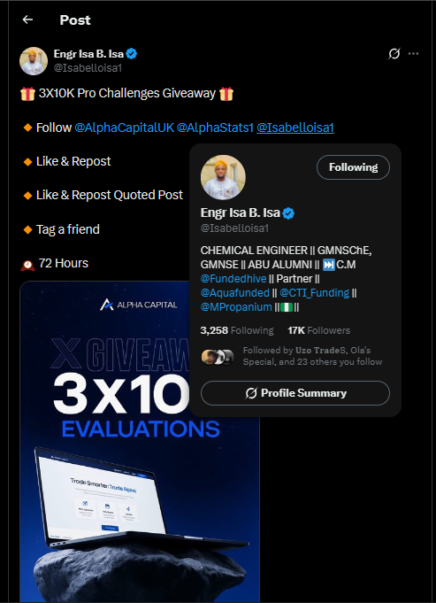 Speedz21's tweet photo. @Isabelloisa1 @AlphaCapitalUK @AlphaStats1 all done @thisssavvy @jamelztrades  all done with notifications tuned on https://t.co/AzLcz4b8rs
