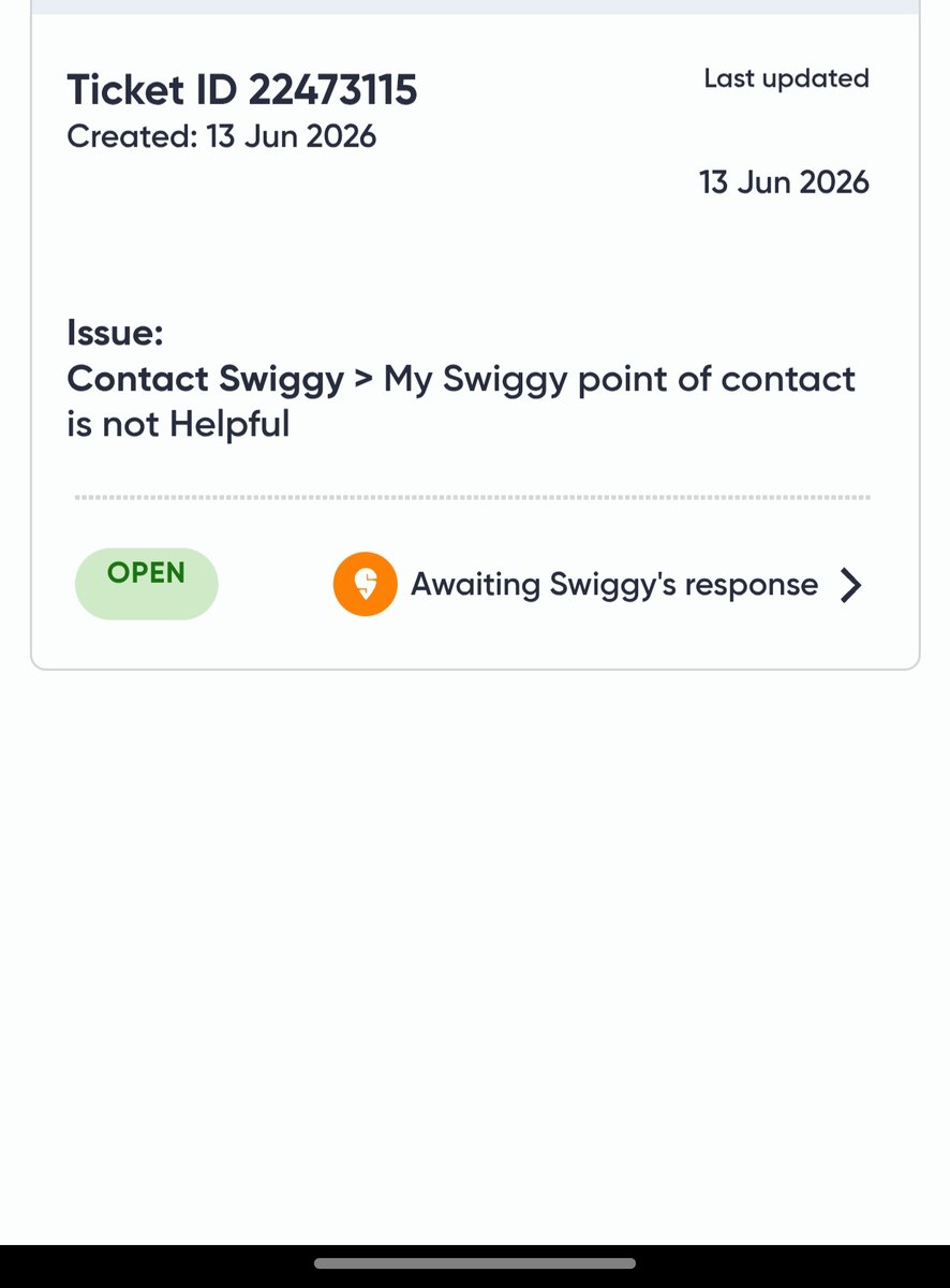 _Gamingkami's tweet photo. @Swiggy @SwiggyCares

Wrong Complaint POC assigned by Swiggy, customers can't reach the right person, yet I'm receiving refund deduction warnings.

Ticket ID: 22473115

Please resolve this ASAP and stop penalizing restaurants for Swiggy's errors.

#Swiggy #RestaurantPartner https://t.co/YC3DsLJCIL