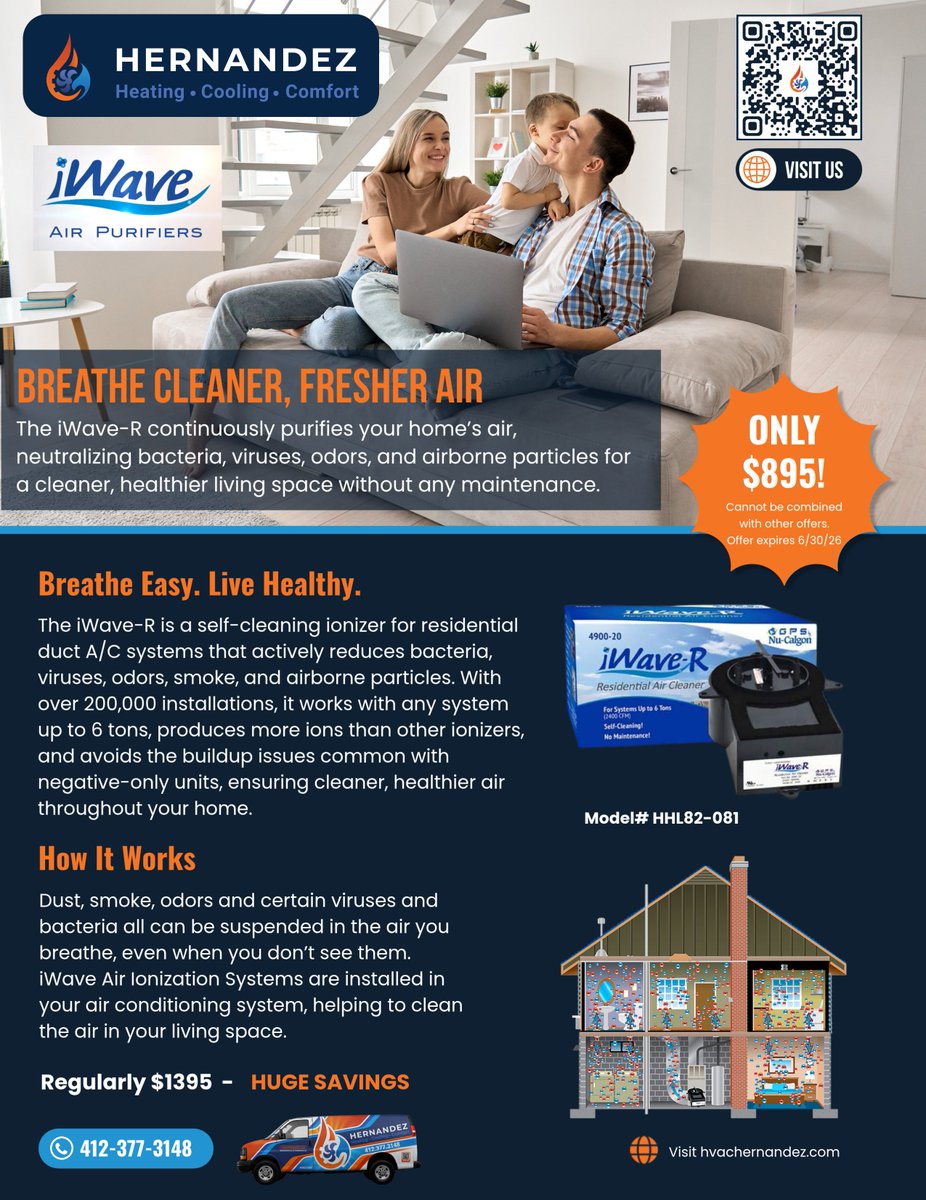 hvachernandez's tweet photo. Breathe Cleaner, Fresher Air with the iWave-R
#hvachernandez #hernandezhvac #hernandezheatingandcooling #airconditioners #repairs #maintenance #replacements #actuneup #accleanandcheck #installations #heatingsystems #furnacetuneups #boilers #heatpumps #ductlesshvac #iwave #hvac https://t.co/MQkrMRxII7