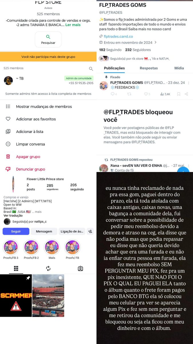 jaydreamscape's tweet photo. Feedback negativo @FLP_TRADES
Pedi meu reembolso e ela não pediu nenhum dado meus só fez um pix pra uma chave desativada que não foi a conta que ela recebeu os pagamentos, me bloqueou de tudo, ou seja ficou com meu dinheiro e meu álbum. https://t.co/pd20JW09gl