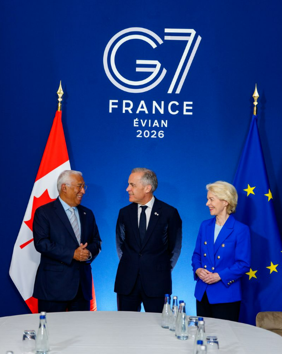 CanadianPM's tweet photo. Today, Prime Minister Carney met with European Council President António Costa and European Commission President Ursula von der Leyen on the margins of the G7 Leaders’ Summit in Évian. Read a summary of their meeting: https://t.co/zQLqNA1Q9o https://t.co/AZO1tmlAsP