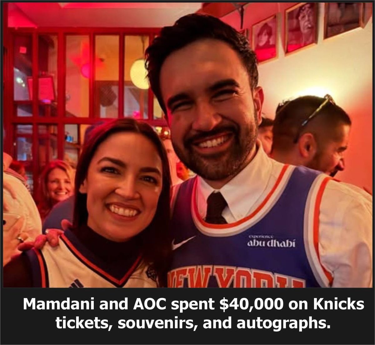 mcafeenew's tweet photo. 🚨AOC AND ZOHRAN MAMDANI THE SOCIALIST HYPOCRITE CUNTS BLEW $40,000 ON KNICKS TICKETS, SOUVENIRS AND AUTOGRAPHS IN ONE NIGHT WHILE CRYING THEY CAN BARELY AFFORD TO LIVE — ALL ON THE TAXPAYER DIME!

Follow @RedLivesMatterQ 

These two frauds spend every day screaming about “the working class” and how broke they are… then drop forty grand on courtside Knicks seats, jerseys, and player autographs like it’s nothing.

The real question? Where the fuck did two self-proclaimed socialists get that kind of cash for one single night of luxury?

The taxpayers. That’s how.

They act like they’re struggling to pay rent while they’re living like royalty on your dime. Front row at the Garden, high-fiving each other, smiling for the cameras like the grifters they are.

This is what “democratic socialism” really looks like: champagne socialism paid for by the people they pretend to fight for.

Share this everywhere and expose these two for the absolute hypocrites they are!

Follow @mcafeenew for more drops.