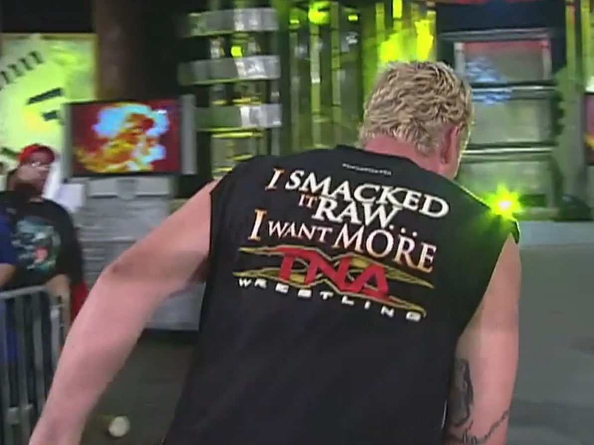garrettkidney's tweet photo. I think about the "I smacked it raw, I want more TNA." t-shirt way too much. https://t.co/OB44D5hfWQ
