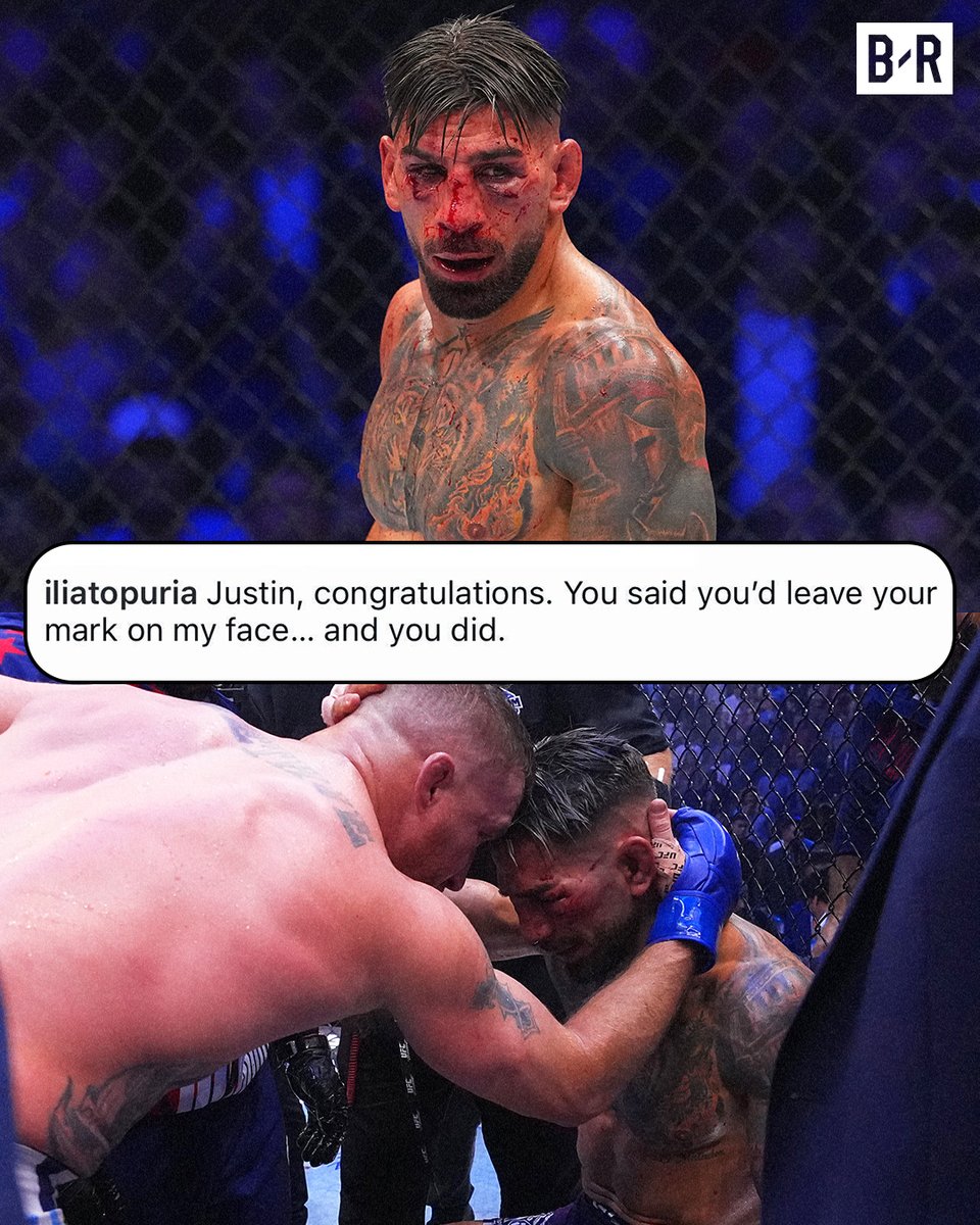 BleacherReport's tweet photo. Ilia Topuria gives his nod to Justin Gaethje 🤝🔥

(via @Topuriailia) https://t.co/0aT6xBQeNO