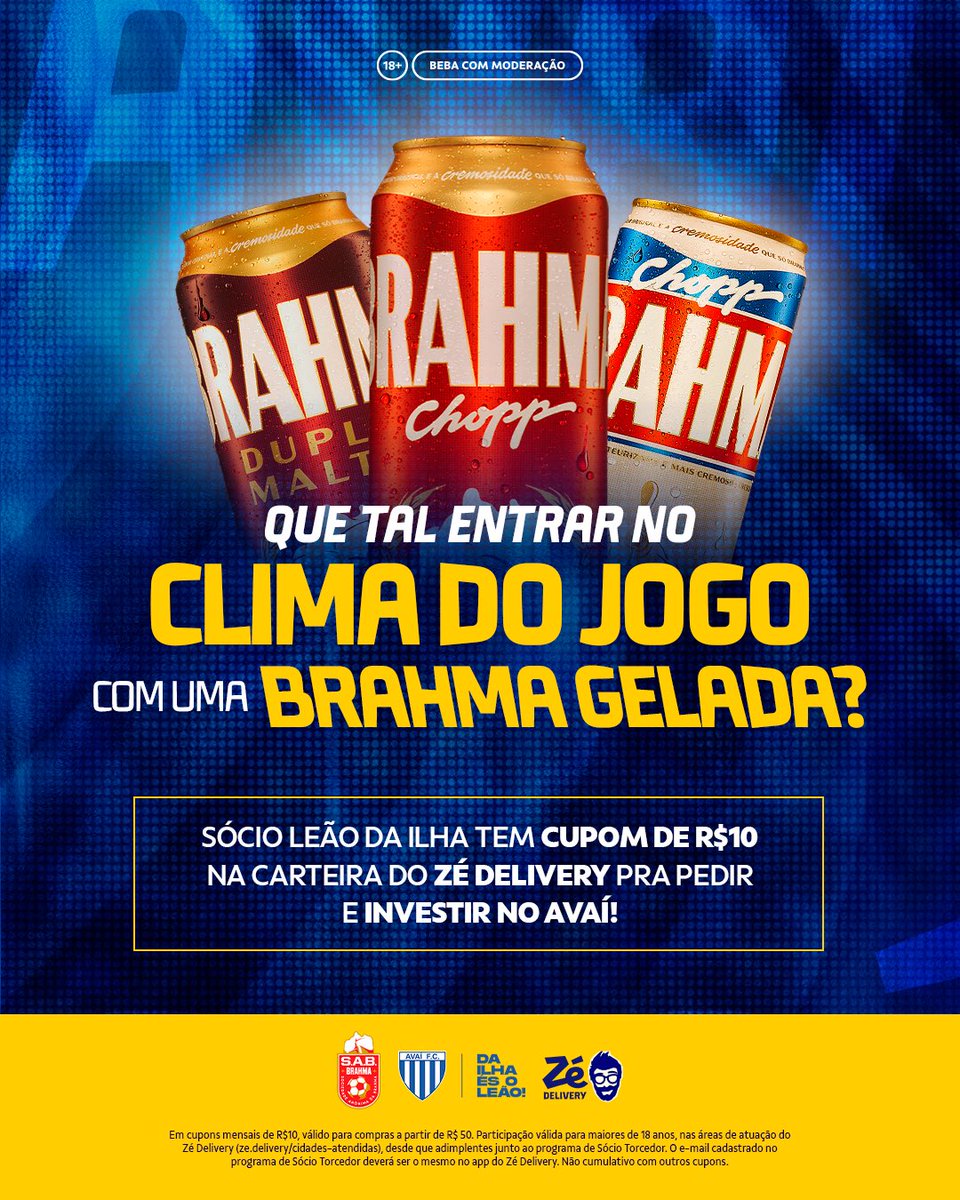 AvaiFC's tweet photo. Sócio Leão da Ilha, 50% do valor da sua mensalidade é convertida em cupons no app do Zé! 🍻 
 
Para aproveitar é simples: basta se cadastrar no app do Zé Delivery com o mesmo e-mail de sócio e selecionar o cupom na hora do pagamento! 
 
#CashbackDoSócio
 #Beba com moderação https://t.co/ExLGjtIvMZ