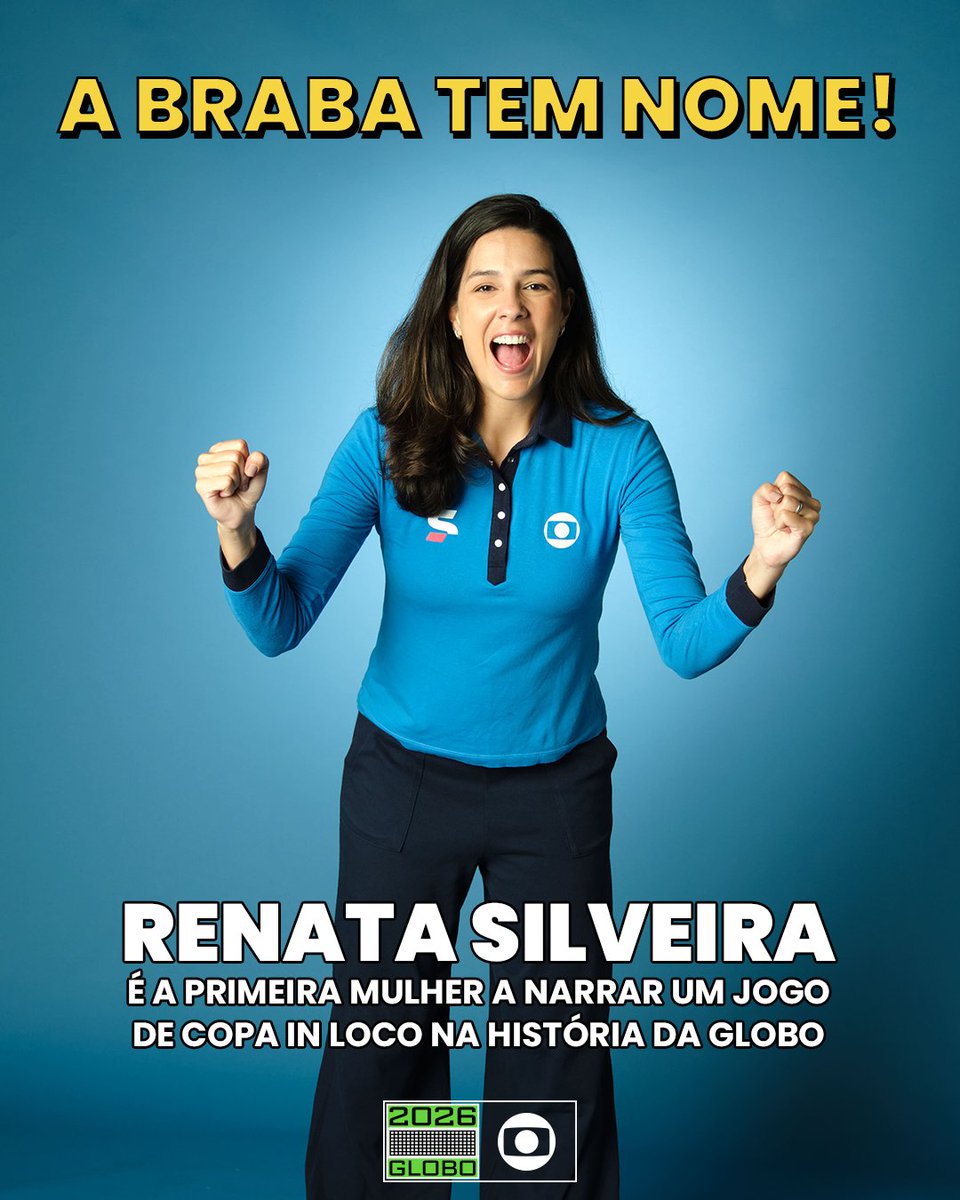 tvglobo's tweet photo. GIGAAAAANTE, @renatasilveirag ! 👏👏👏👏

Renata Silveira é a primeira mulher a narrar uma Copa do estádio na história da Globo! Que seja a primeira de MUITAS, craque! ORGULHO! ❤️

E ela tá na voz AGORA, no duelo entre Bélgica e Egito! Vem com a gente acompanhar! 🔥

#CopaNaGlobo #AGenteJogaJunto #FutebolNaGlobo