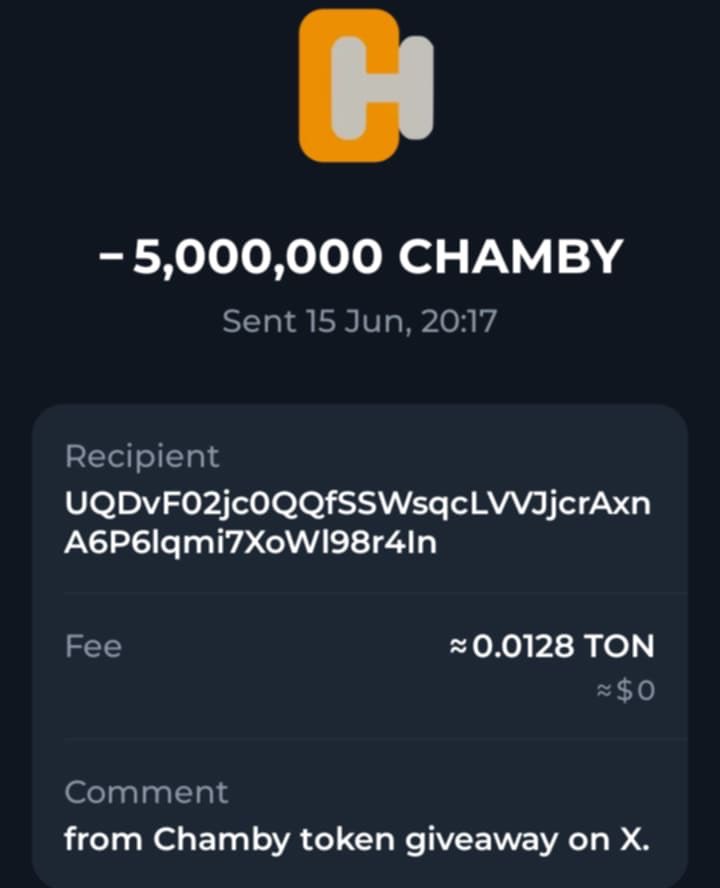 ChambyToken's tweet photo. @blAckdAddy252 Congratulations. https://t.co/7bajSkq1he