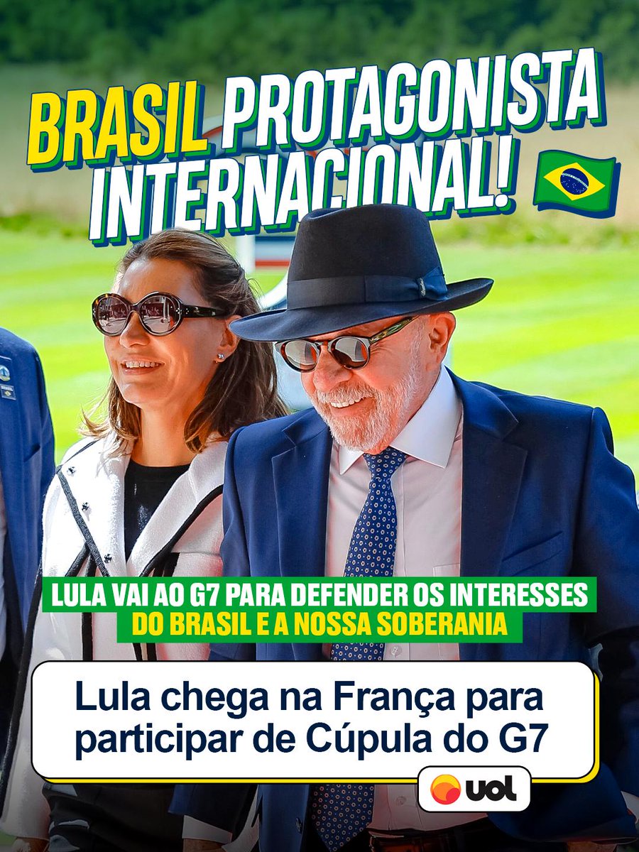 CPLEsquerdaRJ's tweet photo. 🇧🇷 MISSÃO DA SOBERANIA NO AR!

O Presidente Lula está no G7 para defender os interesses do Brasil e a Soberania Nacional. O nosso país voltou a ser protagonista e respeitado internacionalmente. Vamos honrar esse trabalho! https://t.co/bzV9T40SgT