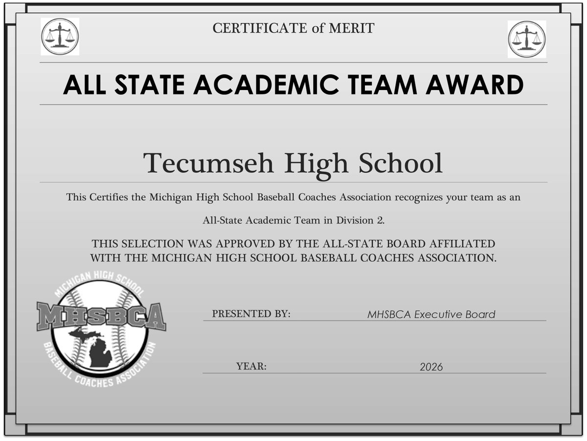 THS_Baseball_MI's tweet photo. 18 boys on the varsity team this year, and they get it done in the classroom as well as on the field, earning the MHSBCA top five All-Academic Team in Division 2.
Congrats boys! https://t.co/vQP8LtI9NC