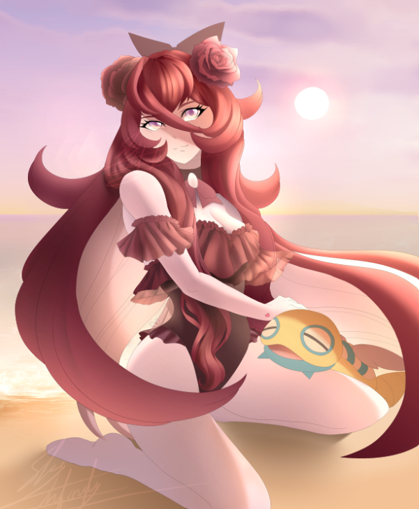 SkielInfinity's tweet photo. beyond late for the swimsuit trend, but here, ria with her happy loaf under the sun https://t.co/rX1C5WYIK3