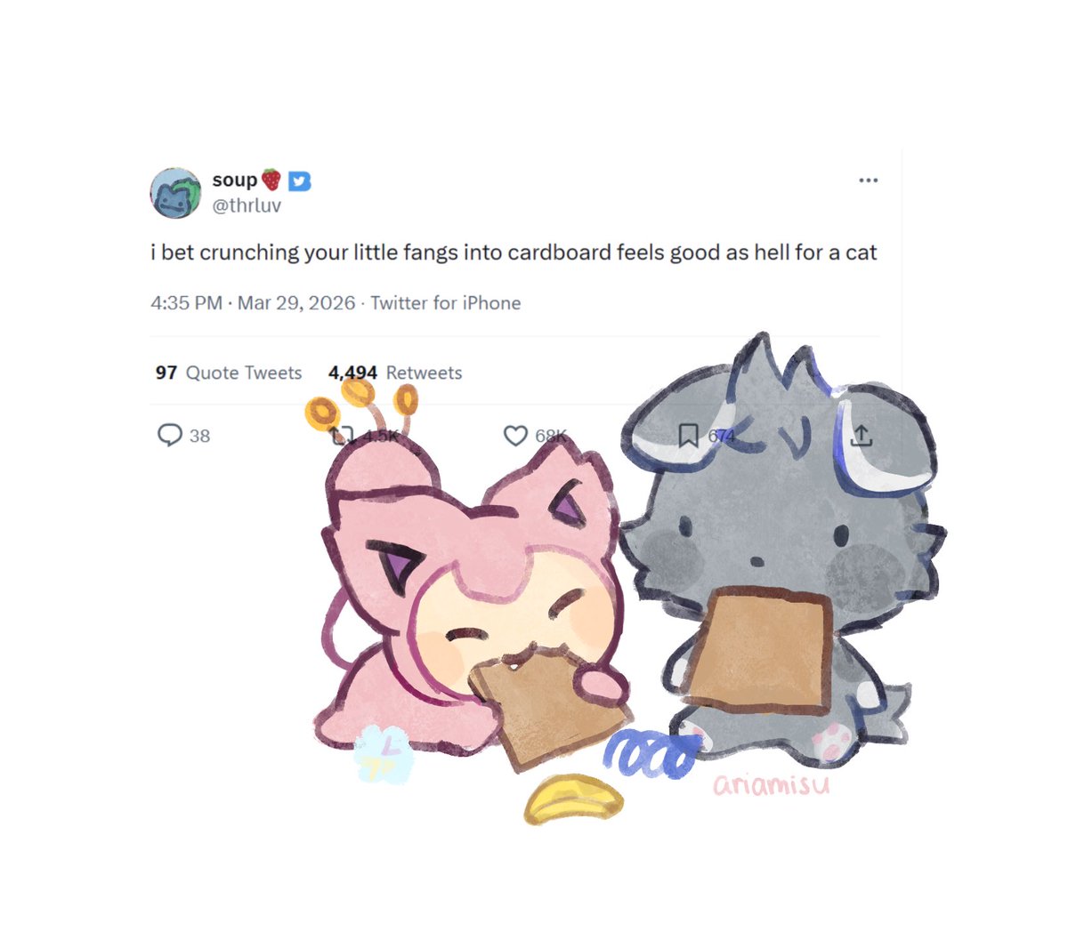 ariamisu's tweet photo. my cat is munching on something as we speak #pokemon #textpost https://t.co/7cH99qp27L