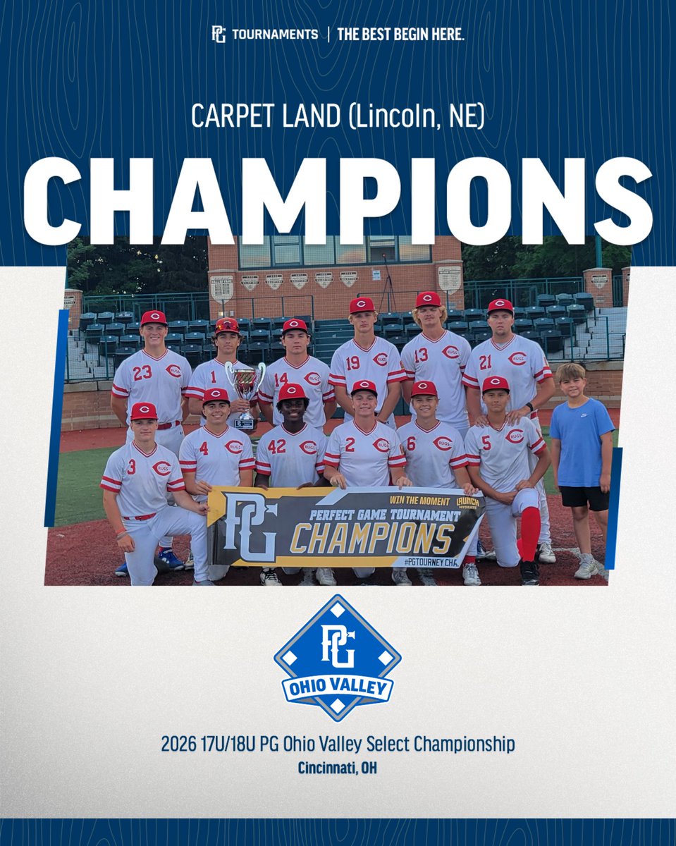 PG_OhioValley's tweet photo. 2026 PG 17/18U OV Select Invitational  

🥇Carpet Land (NE) 
🥈Grays Midwest (KY) 

🏆 MVP Kalai Larsen 
🏆 MVPitcher Keyan Schadwinkel 

@PG_Tourney
@CarpetLandRugs 
@GraysMidwest https://t.co/4CoNI1sKqz