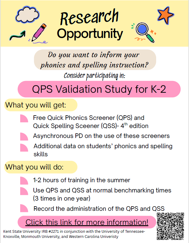 janhasbrouck's tweet photo. Calling all K-2 educators! I'm part of a team evaluating the 4th ed of the Quick Phonics Screener (QPS) &amp; the Quick Spelling Screener (QSS).  Participants get a FREE copy of the QPS &amp; free training. Please let us know if you have questions!
https://t.co/ArUlSK5qKv @ReadNaturally https://t.co/Nswtcmeeek