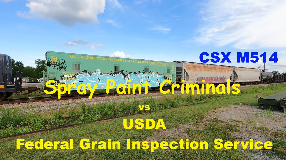 CameraBryan's tweet photo. FGWX 700000 USDA Federal Grain Inspection Service Car Heavily Vandalized - CSX M514, Lots of Horn

https://t.co/UmUAvPpukC

#CSX #Athens #Alabama #Vandalism #Vandalized #Train #Railroad #Railway #Railfan https://t.co/kqmxXysnmi