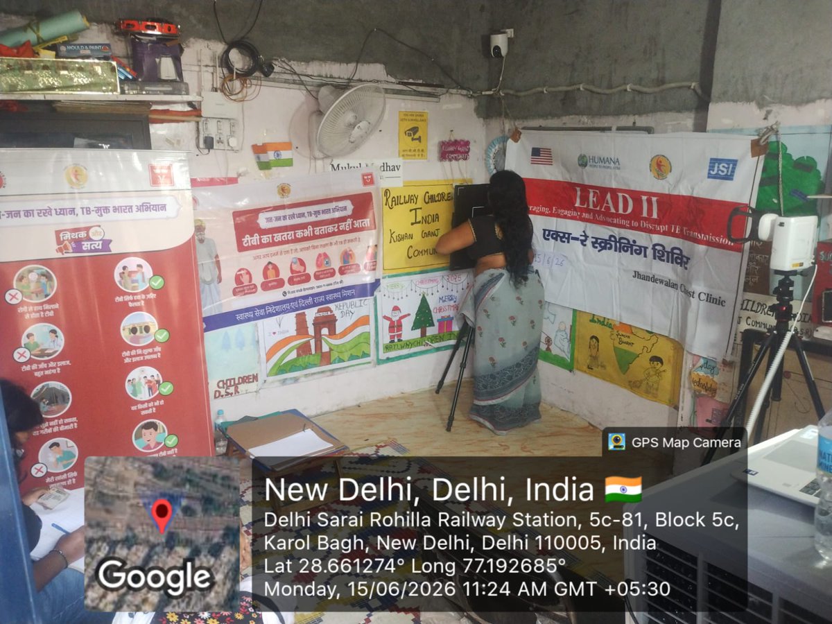 dharam50033's tweet photo. Ayushman Arogya Shivir under TB Mukt Bharat Abhiyan conducted on 15-06.2026. At DMC 4 Kishan Ganj Basti Near Sarai Rohilla Railway Station Near Railway Line Jhuggi Condect By Humano NGO People To People Under Chest Jhandewalan 
Chest X-ray screening of vulnerable population, https://t.co/xdepWO84Xy